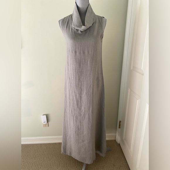 Francesca Bettini Fango Cowl neck midi dress gray. Made in Italy NWT - Picture 3 of 7